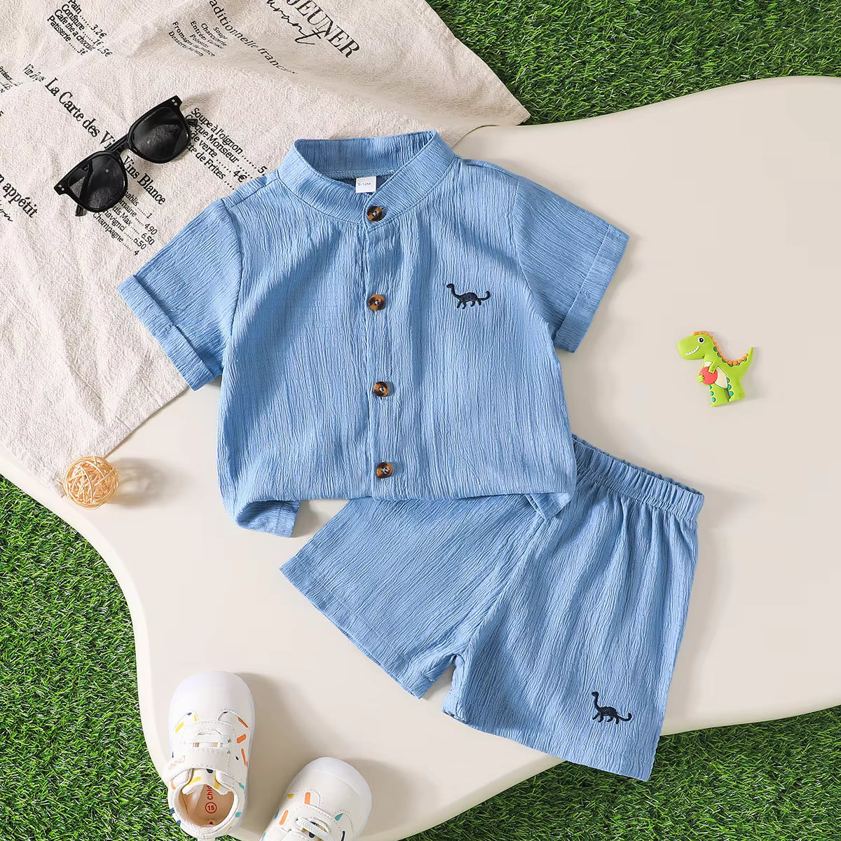 Blue Crinkle Dinasaur Dress