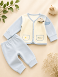Blue Winter Outfit Set – Warm Poly-Cotton Snap Cardigan & Pants