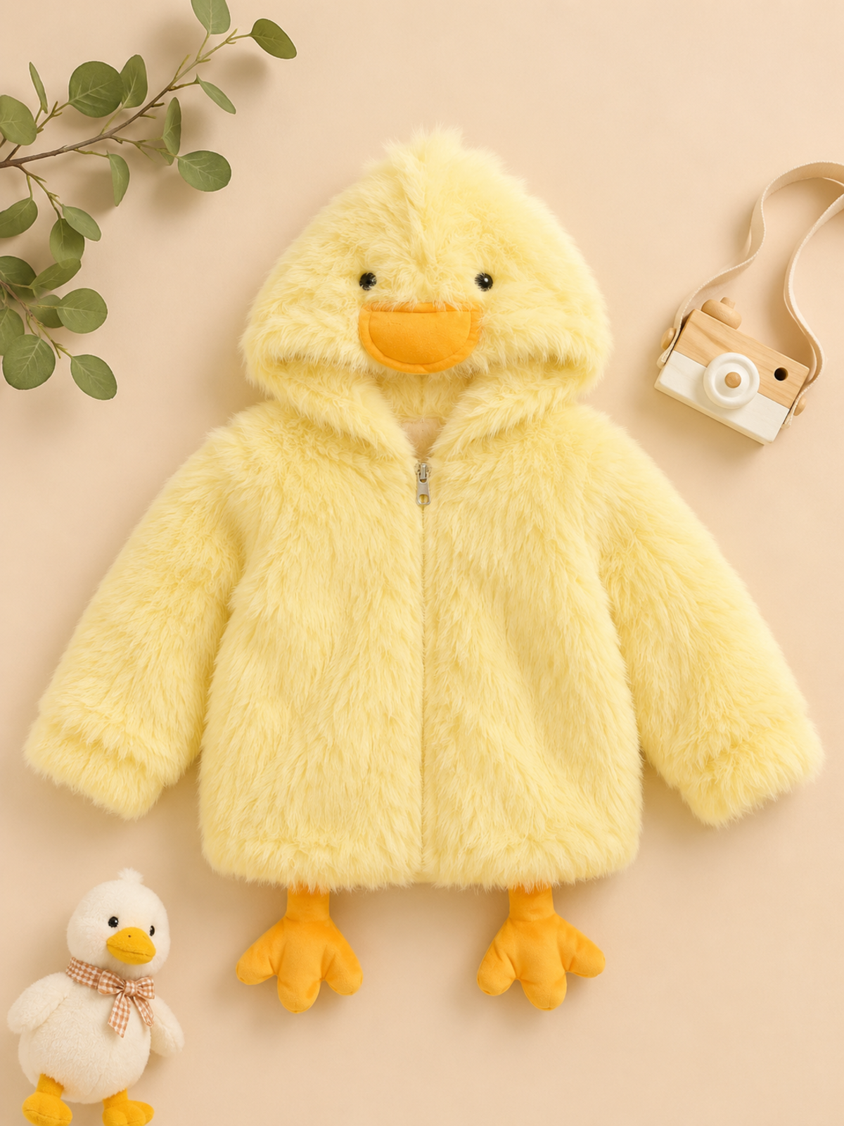 Yellow Duck Hoodie Coat with Zipper